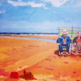 On The Beach. Acrylic on canvas board.